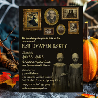 Creepy Twins Vintage Oddities Halloween Party Invitation