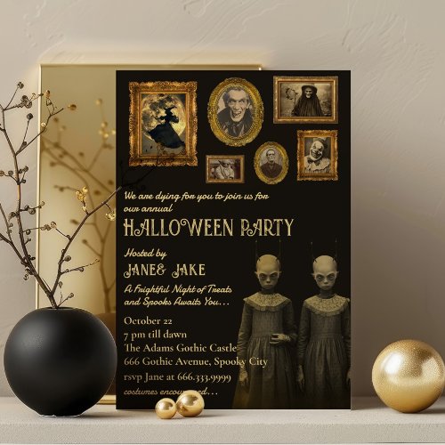 Creepy Twins Vintage Oddities Halloween Party  Invitation