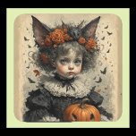 Creepy Victorian Girl Halloween Theme Square Paper Coaster<br><div class="desc">Halloween Party Coaster with Creepy Victorian Girl Theme.

The Victorian era girl looks innocent enough until you notice the a bat tiara and the creepy ears.</div>