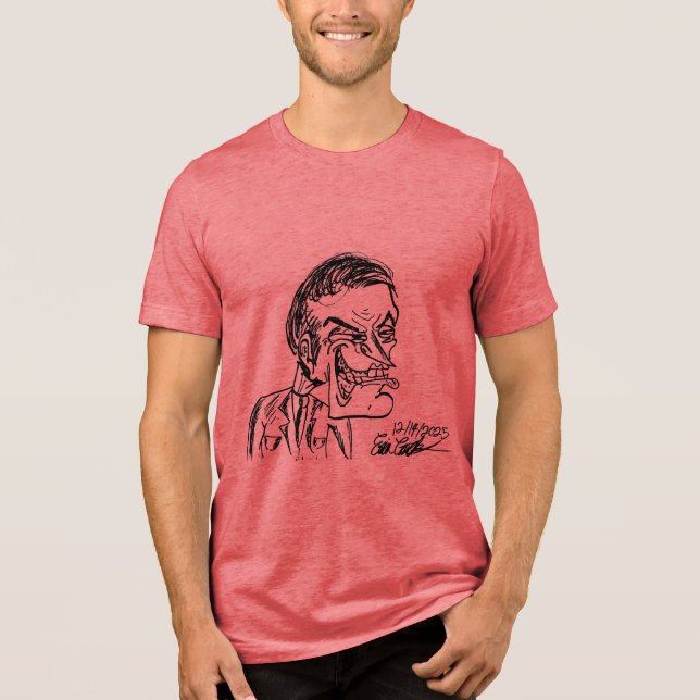 creepy villain cartoon Tri-Blend shirt (Front)