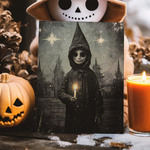 Creepy Vintage Boy Gothic Creepmas Christmas Card