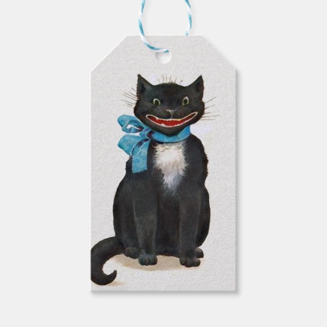 Creepy Vintage Cat Gift Tags (Front)