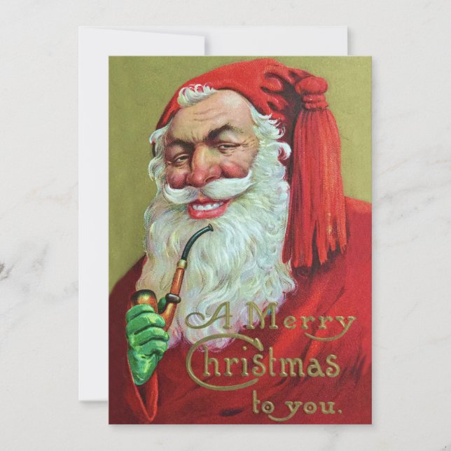 Creepy Vintage Christmas Santa Holiday Card (Front)
