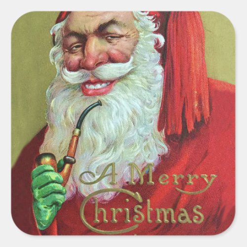 Creepy Vintage Christmas Santa Square Sticker