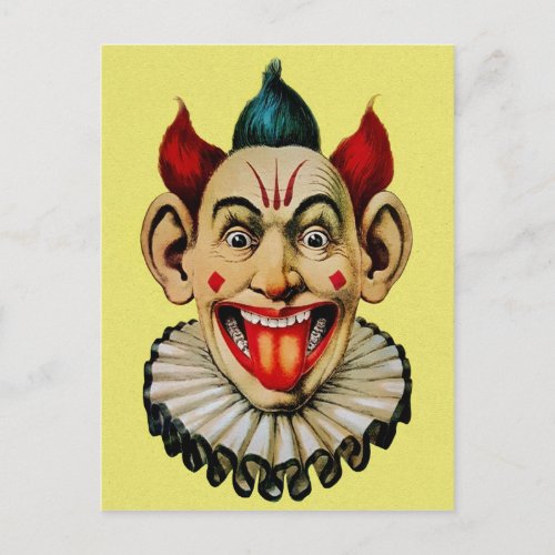 Creepy Vintage Clown Postcard