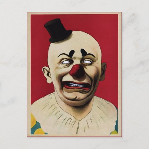 Creepy Vintage Clown Postcard