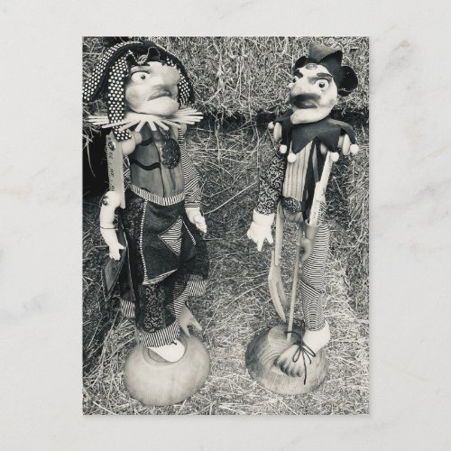 Creepy Vintage Halloween Puppets Holiday Postcard