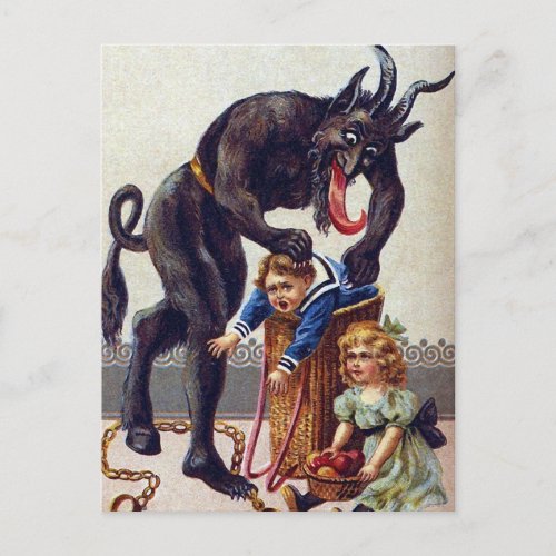Creepy Vintage Krampus Holiday Postcard