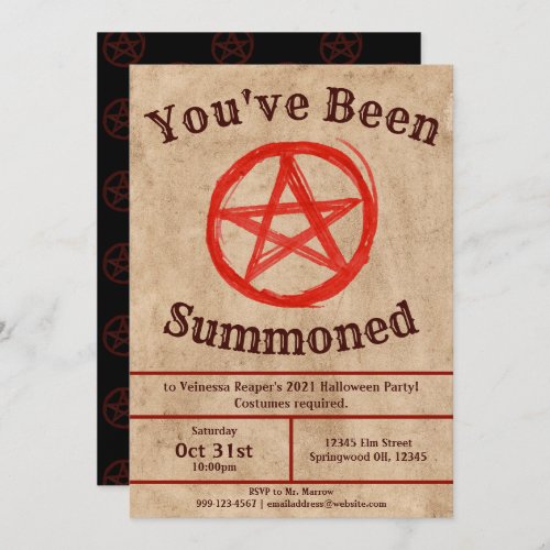 Creepy Vintage Pentagram HallIoween Invitation