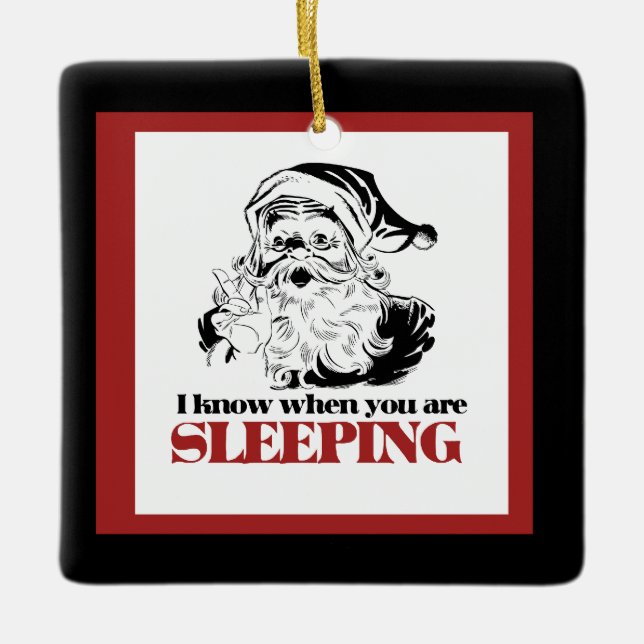 Creepy Vintage Santa Ceramic Ornament (Front)