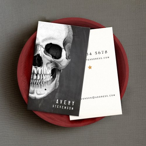 Cool Skull Black Vintage Typographic 2 Business Card