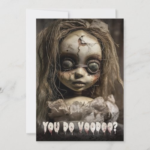 Creepy Voodoo Doll Adult Halloween Party Invitation