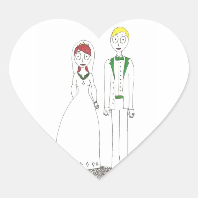 Creepy Wedding Irish Heart Sticker (Front)