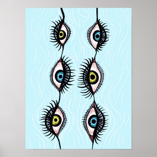 Creepy Weird Eye Garlands Cool Surreal Art Poster
