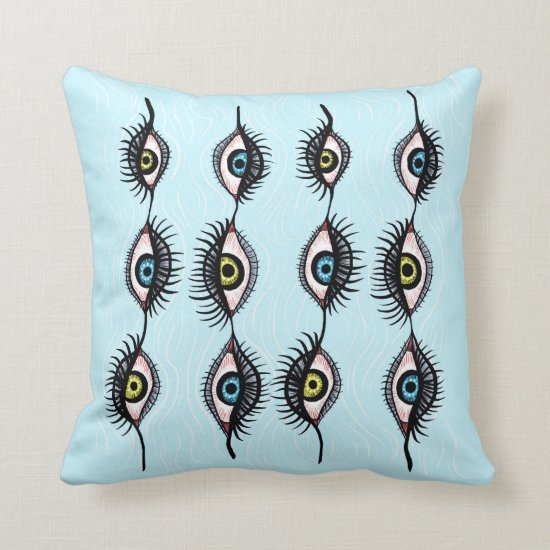 Creepy Weird Eye Garlands Cool Surreal Art Throw Pillow