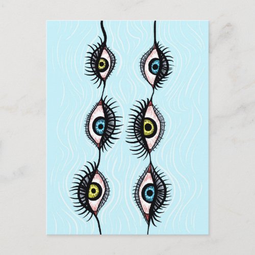 Creepy Weird Eye Garlands Surreal Art Postcard