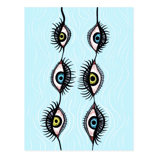 Creepy Weird Eye Garlands Surreal Art Postcard