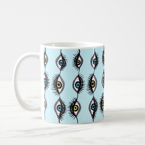 Creepy Weird Eye Garlands Surreal Pattern Coffee Mug