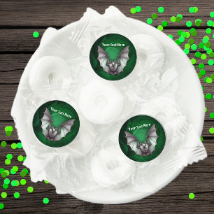Creepy White Bat Flying from Green Cave Halloween Life Saver® Mints