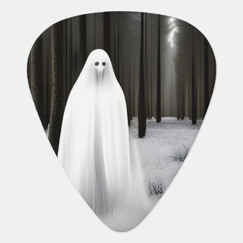 Creepy White Ghost in Forest Guitar Pick