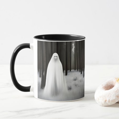 Creepy White Ghost in Forest Mug