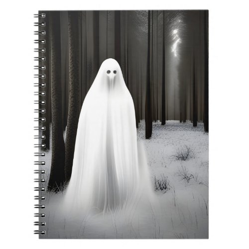 Creepy White Ghost in Forest Notebook
