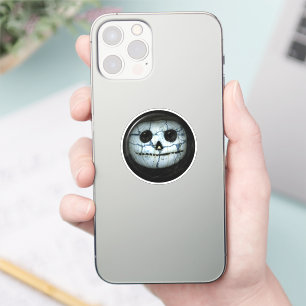 Creepy White Jack-o-lantern Halloween Sticker