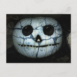 Creepy White Pumpkin Jack-o-Lantern Postcard