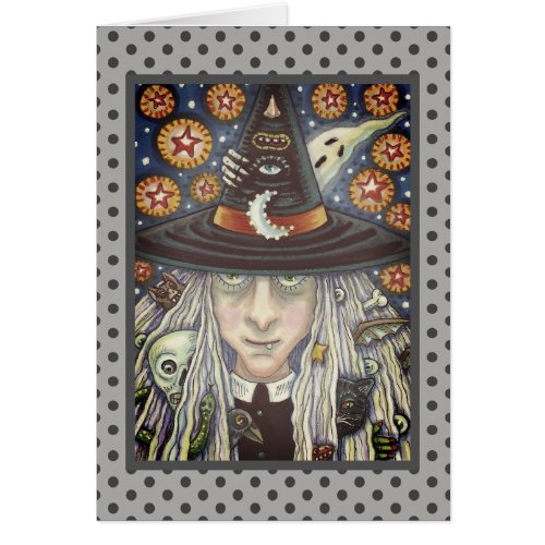 CREEPY WITCH EVIL EYE GOTH GREETING CARD Blank