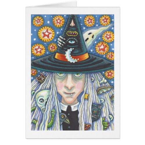 CREEPY WITCH EVIL EYE GOTH GREETING CARD Blank