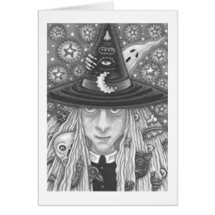 CREEPY WITCH, EVIL EYE, GOTH GREETING CARD Blank