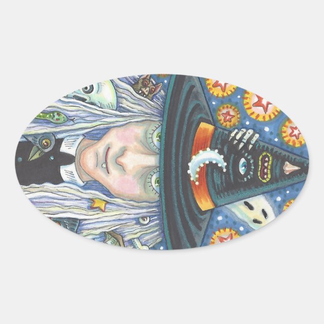 CREEPY WITCH, EVIL EYE, SKULL, VAMPIRE  STICKERS (Front)