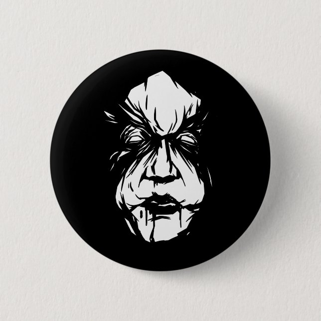 Creepy Witch Face Button (Front)