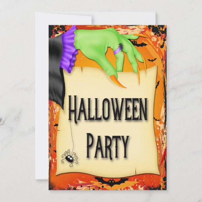 Creepy Witch Hand Halloween Party Invitation (Front)