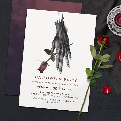 Creepy Witch Hand  Modern Halloween Party Invitation