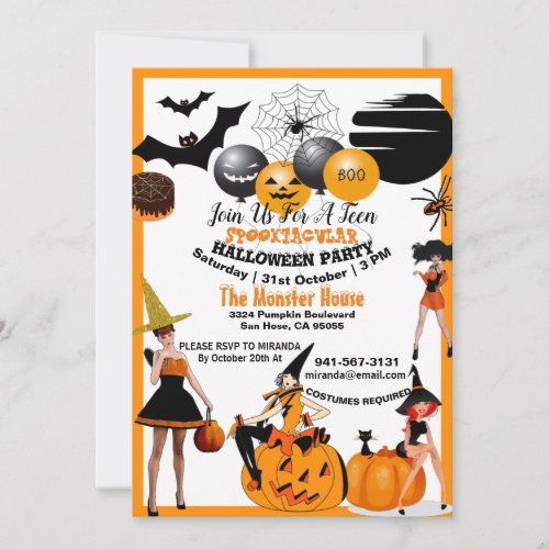 Creepy Witches Spooktacular Halloween Party Teens  Invitation