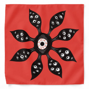 Creepy Witchy Eye Monster On Red Bandana