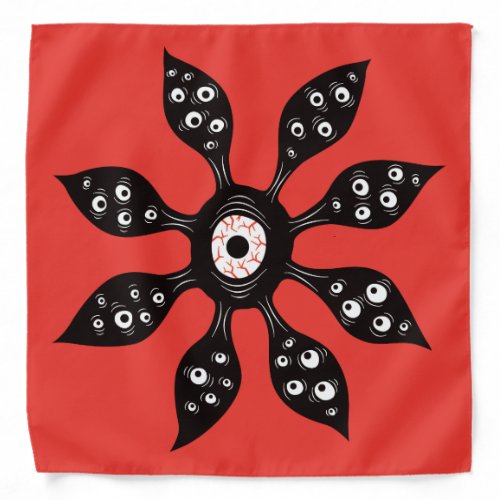 Creepy Witchy Eye Monster On Red Bandana