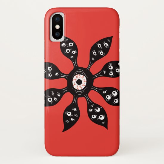 Creepy Witchy Eye Monster On Red iPhone X Case