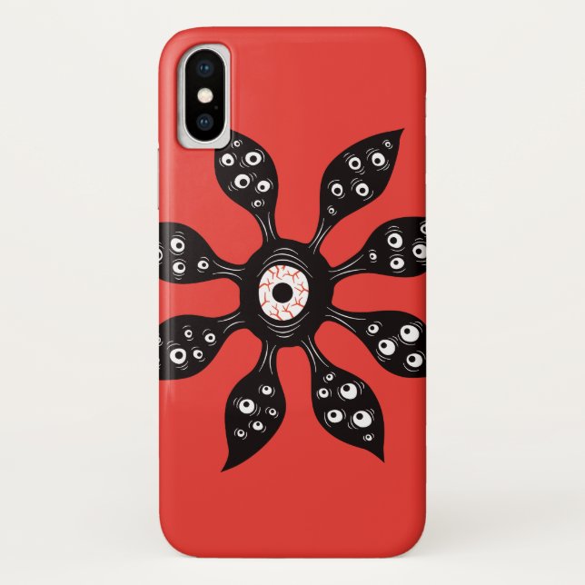 Creepy Witchy Eye Monster On Red Case-Mate iPhone Case (Back)