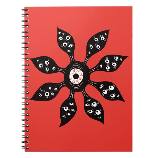 Creepy Witchy Eye Monster On Red Notebook