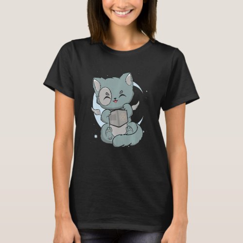 Creepy Witchy Feline Pastel Goth Nu Book  Cat Ange T_Shirt