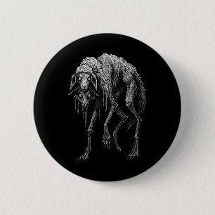 Creepy Wolf Sheep Horror Scary Folklore Goth Alt A Button