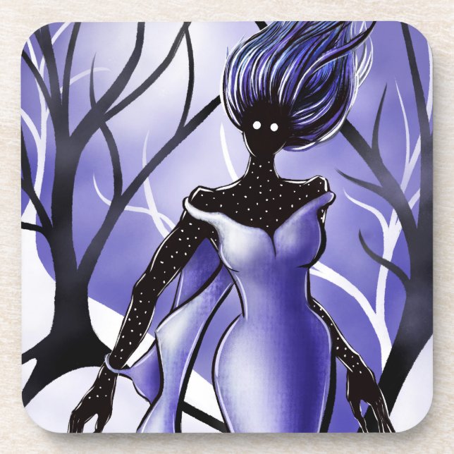 Creepy Woman Monster Macabre Art Beverage Coaster (Front)