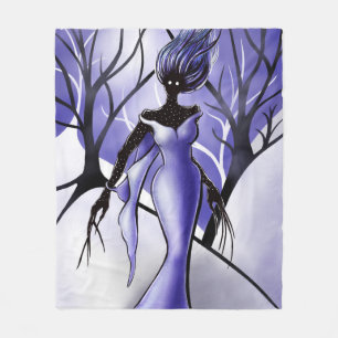 Creepy Woman Monster Macabre Art Fleece Blanket