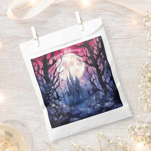 Creepy Woods Castle Full Moon Happy Halloween Favor Bag