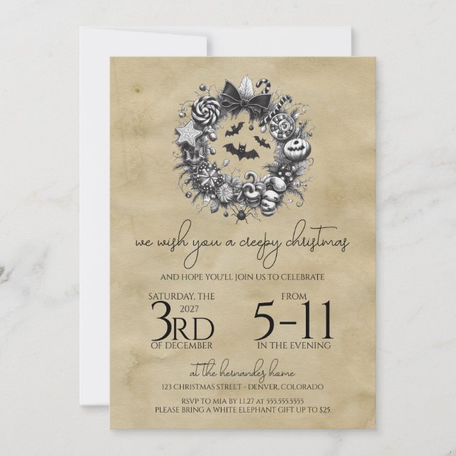 Creepy Wreath Invitation (Front)