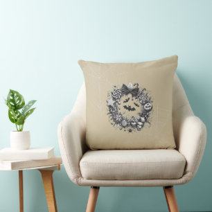 Creepy Wreath Throw Pillow