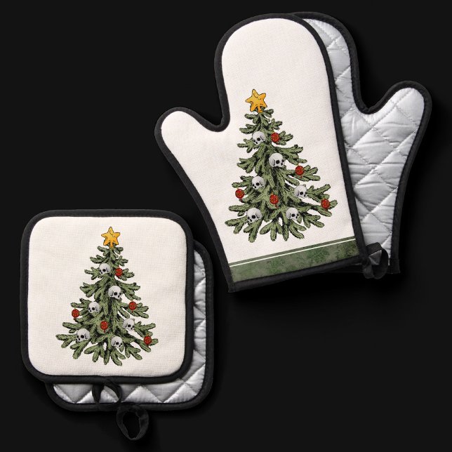 Creepy XMAS | A Very Gothic Christmas Tree Grunge Oven Mitt & Pot Holder Set (Creator Uploaded)