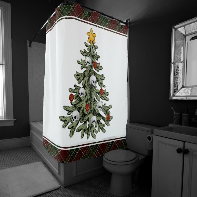 Creepy XMAS | A Very Gothic Christmas Tree Grunge Shower Curtain (Creator Uploaded)